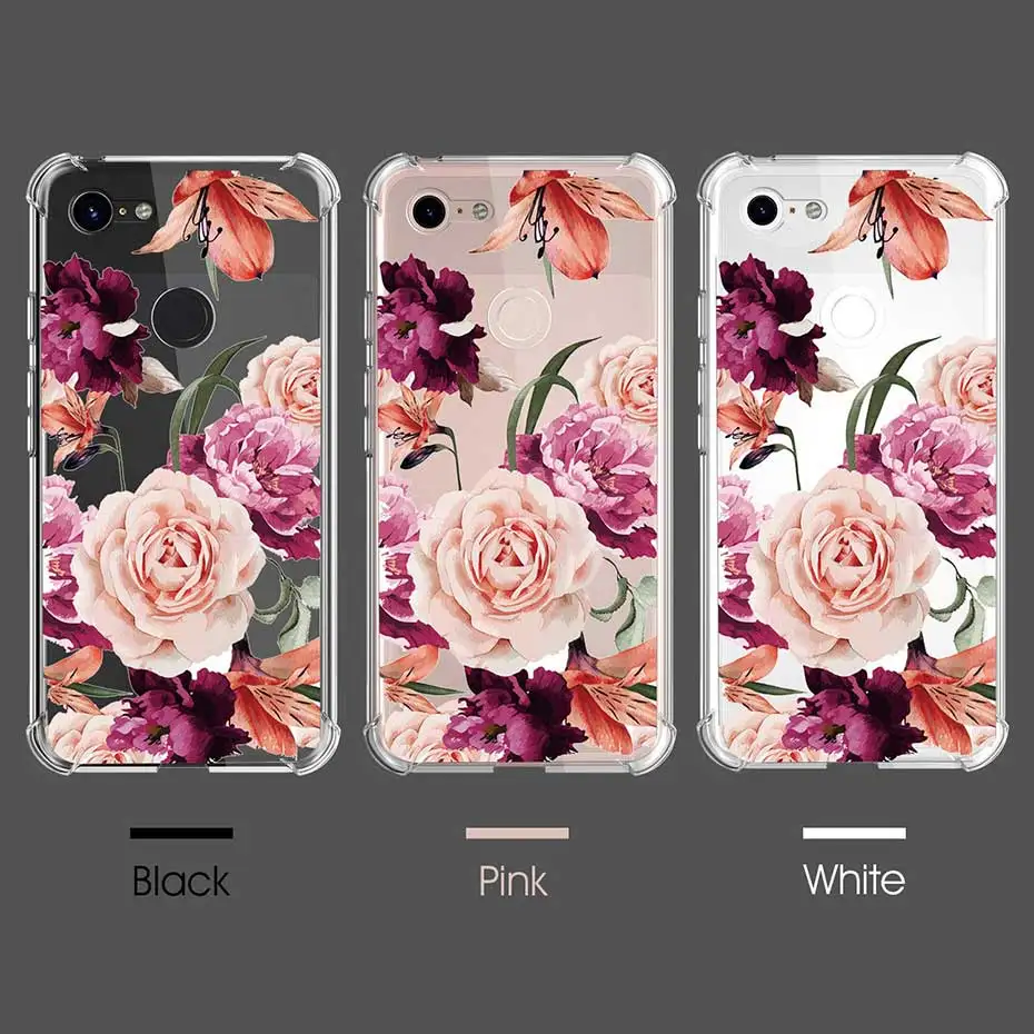 Shockproof Transparent Floral Case For Google Pixel 3A 3AXL 3 XL 3Xl With Clear Flower Girls Women Slim Soft Tpu Cover |