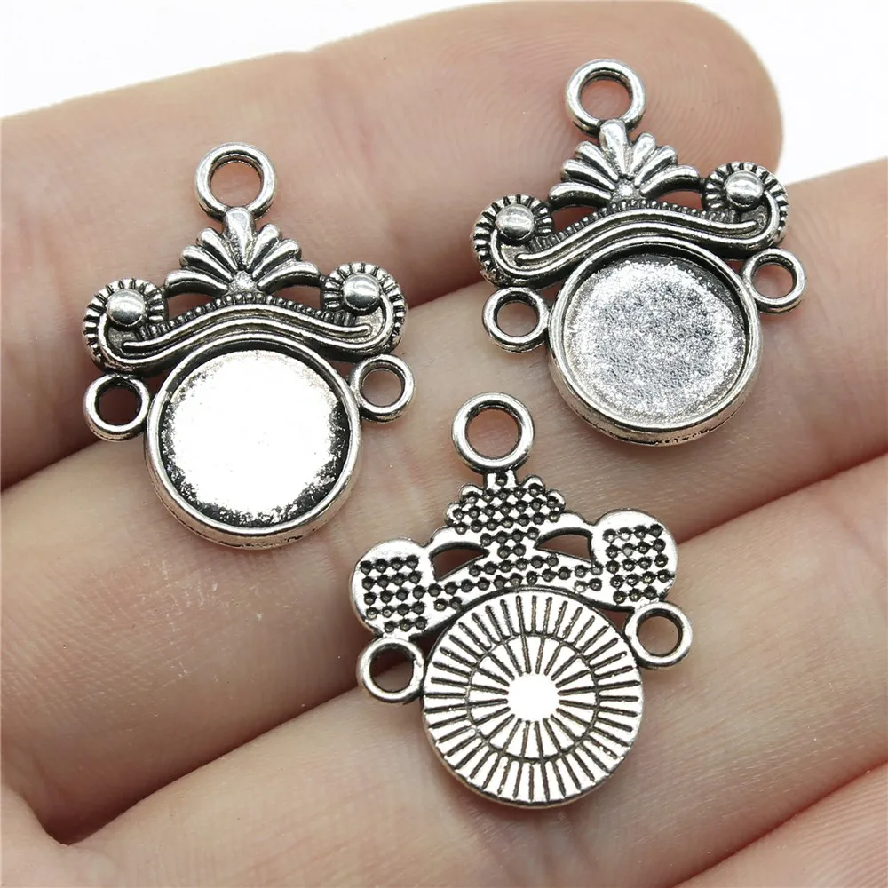 B14097-23x18mm 10 шт./лот, подвески, соединитель для сережек, античный серебряный цвет, соединитель для сережек, Подвески для изготовления ювелирных изделий - Цвет: B14097-23x18mm