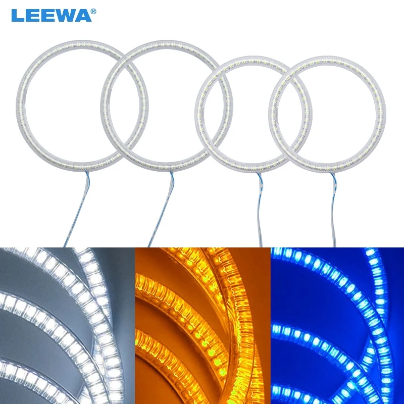 

LEEWA 2X90mm 2X115mm 4 шт./компл., Автомобильные светодиодные галогенные кольца, ангельские глаза, ДХО, головная лампа для Ford Mondeo 02-05, белый/синий/желтый # CA3266
