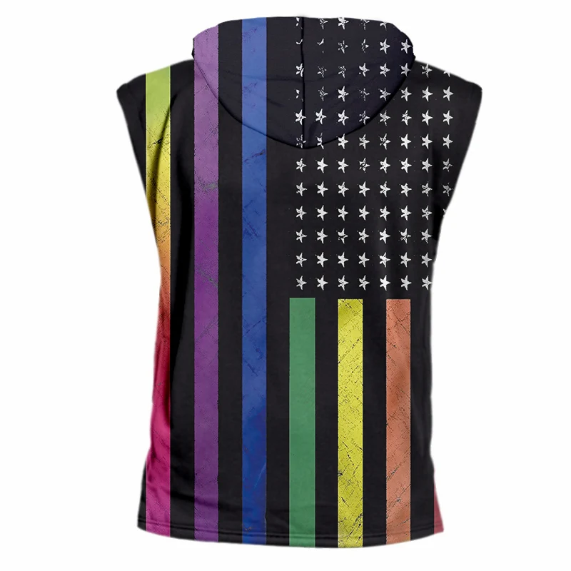 Новый летний спортивный костюм OGKB топ в полоску с 3D капюшоном и принтом