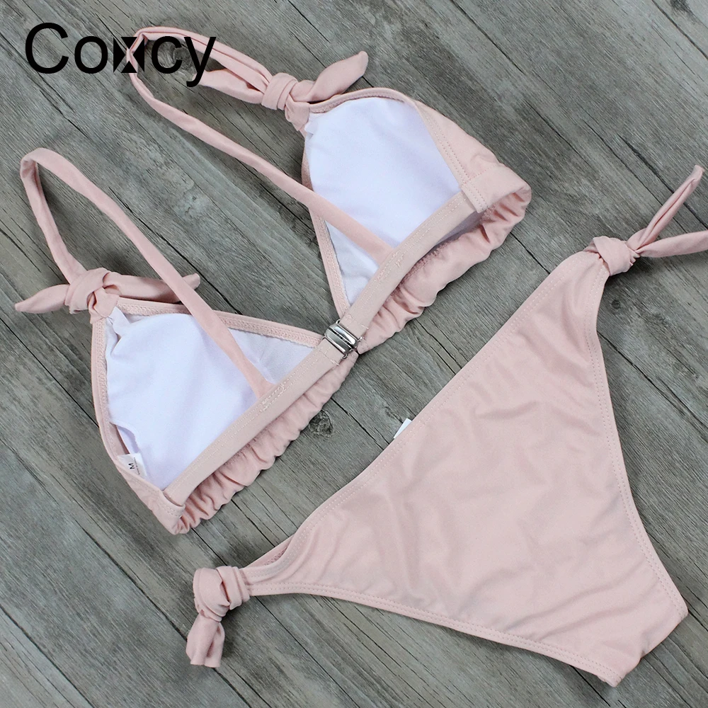 Coxcy новые бразильские узлом Комплект бикини Купальники для малышек Для женщин