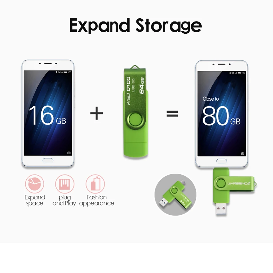 WANSENDA OTG USB флеш накопитель 3 0 16 ГБ 32 64 Гб 128 256 ГБ|usb stick|pendrive usbusb 3.0 |