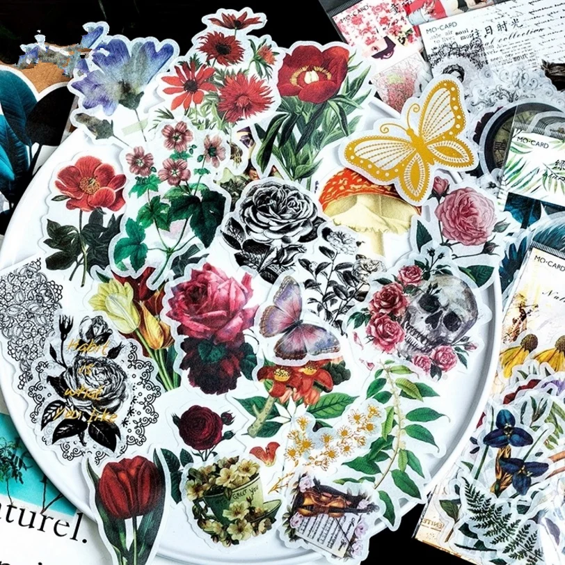 

"Beautiful Flowers" 60pcs Lot Scrapbooking Stickers Card Making DIY Photo Album Decoration Stickers