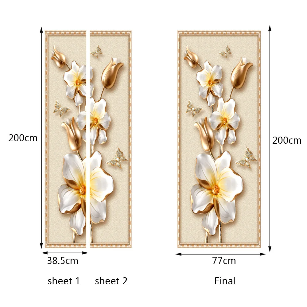 Китайский стиль Золотое время богатство и честь Цветы двери стикер обои