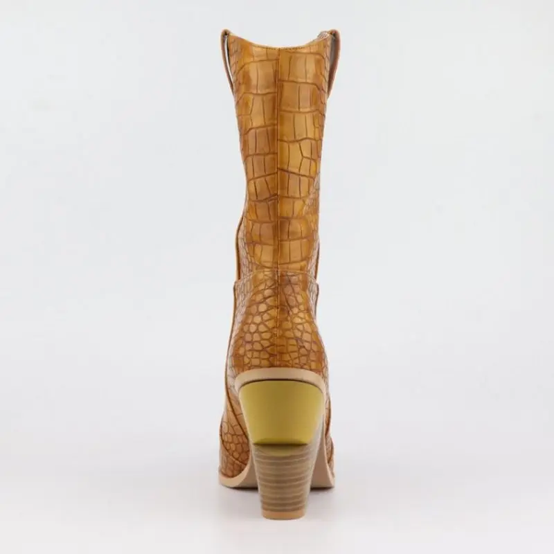 Женские сапоги на высоком каблуке с острым носком до середины икры|Сапоги голени|