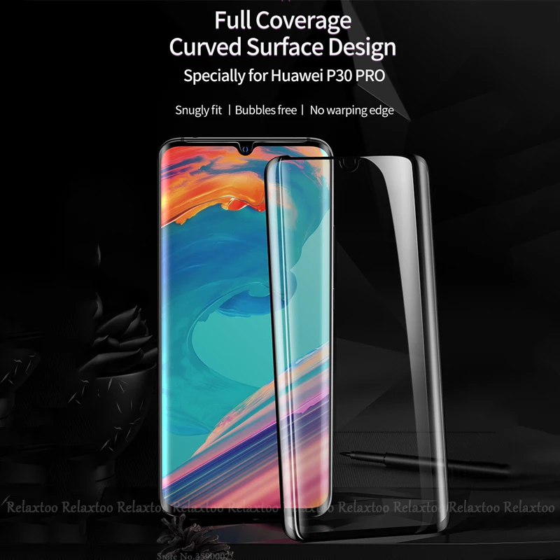 3D изогнутое закаленное стекло для huawei p30 lite световая Защитная пленка экрана hauwei pro