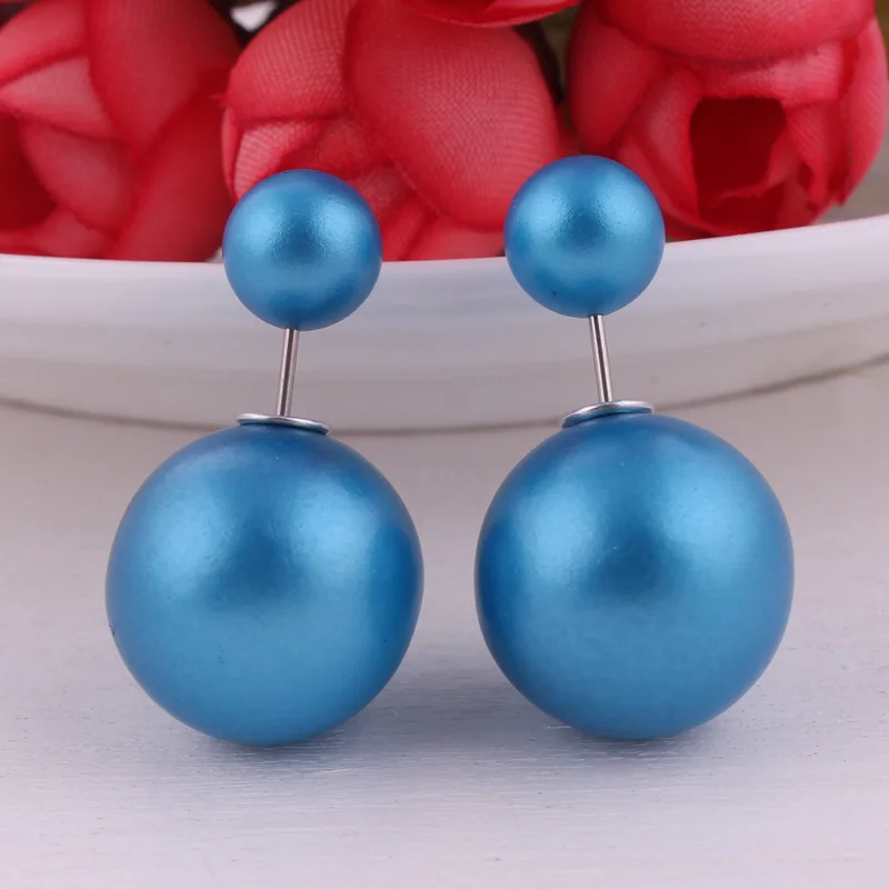 Royal Blue Btuamb,, Двухсторонние серьги-гвоздики с большими шариками, новинка, макси, 12 цветов, серьги с искусственным жемчугом для женщин, вечерние, аксессуары - Окраска металла: Royal Blue