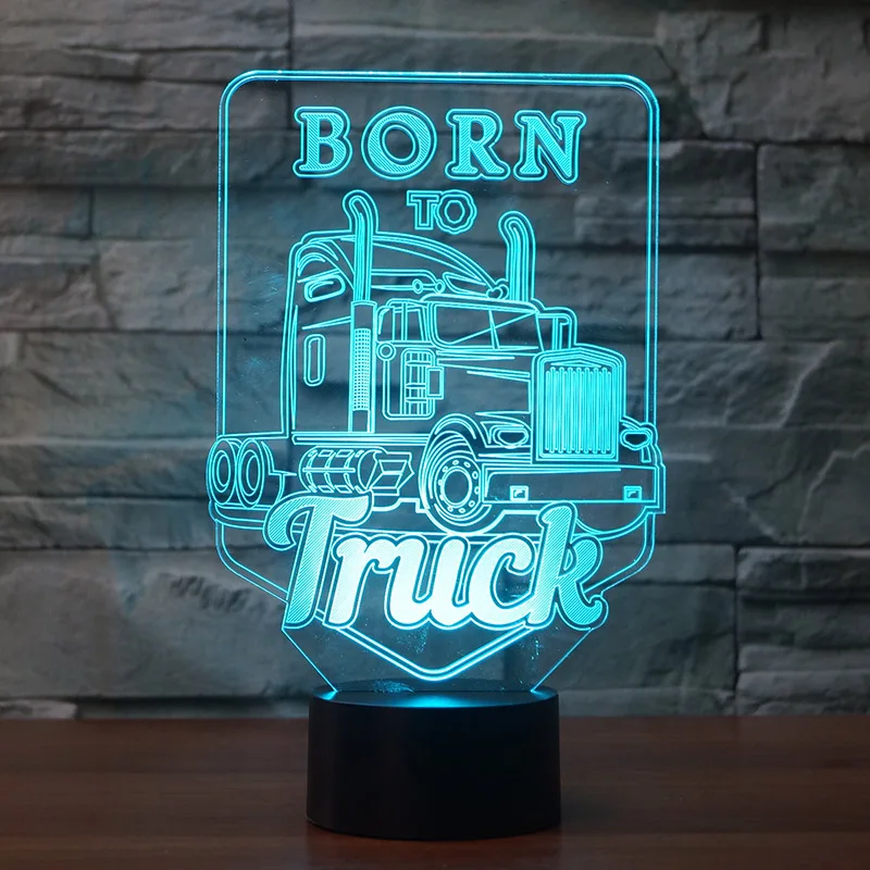 Kingchip Born to Truck 3D Led ночник акриловые цветные огни голограмма детская настольная