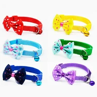 pet 8 pcslot nylon pet dog collar wholesale dot bow tie dog leash pet supplies adjustable necklaces pet shop dog acessorios