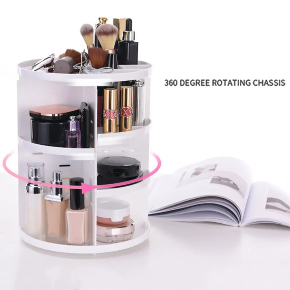 Layered Design 360 Degree Rotatable Multifunction Plastic Cosmetic Storage Rack White | Дом и сад