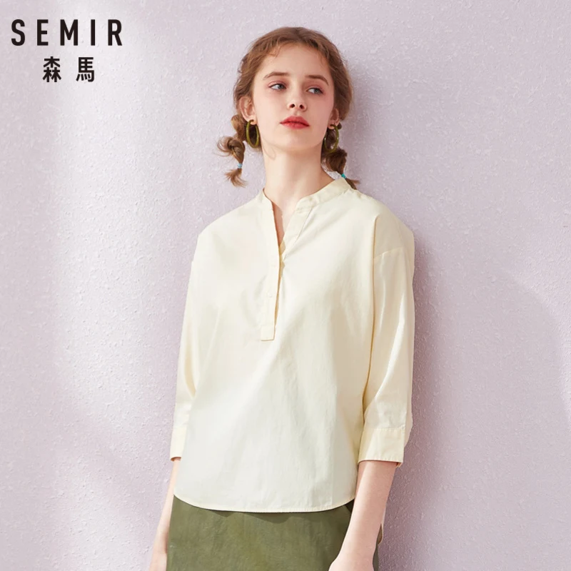 Женская рубашка из мягкого хлопка SEMIR Весенняя блузка с рукавом до локтя и