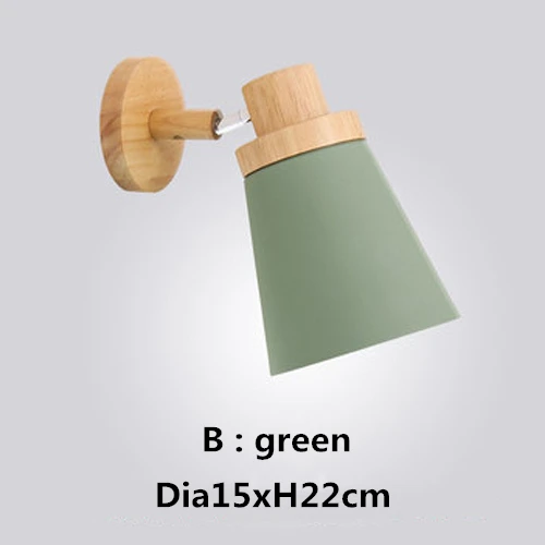 B-green Скандинавский минималистичный мультяшный настенный светильник из цельного дерева Современный Креативный светодиодный настенный светильник E27 для спальни прикроватный ресторанный кофейный бар - Цвет абажура: B-green