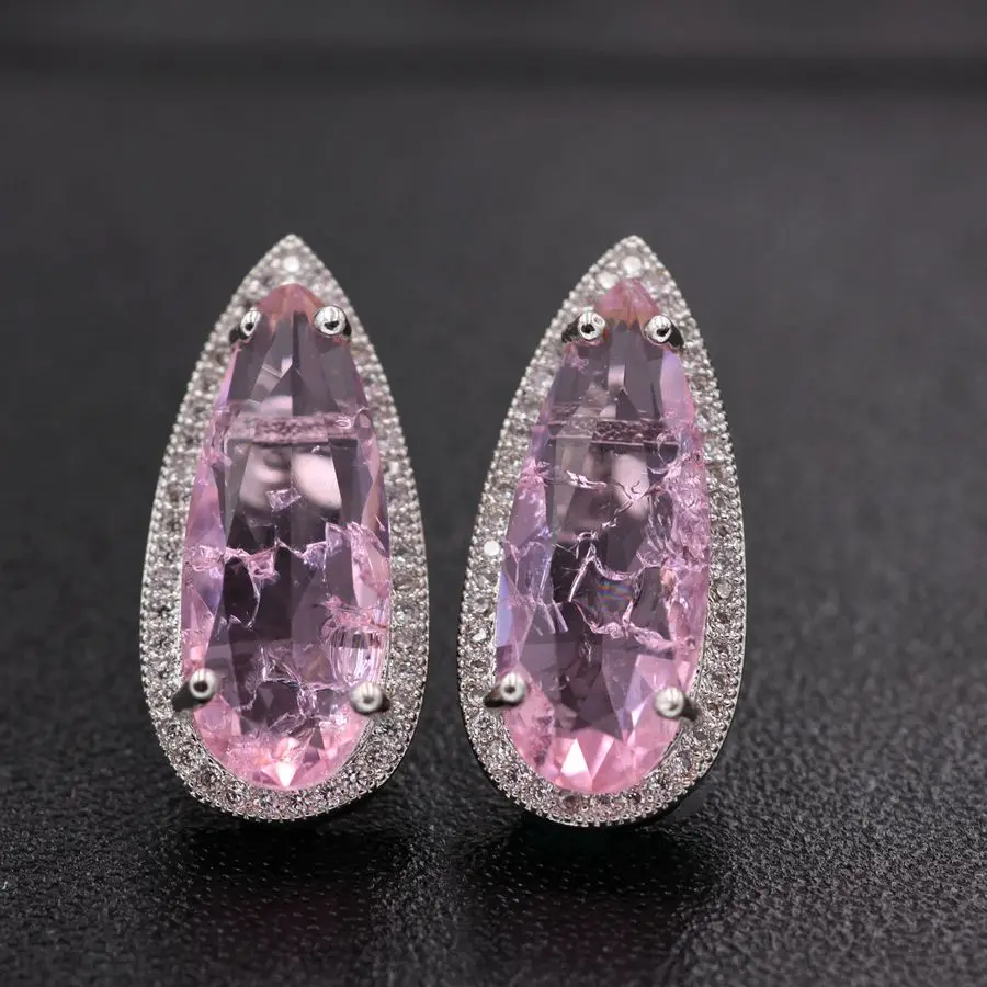 Женские серьги гвоздики из натурального камня с кристальным стеклом|earrings natural