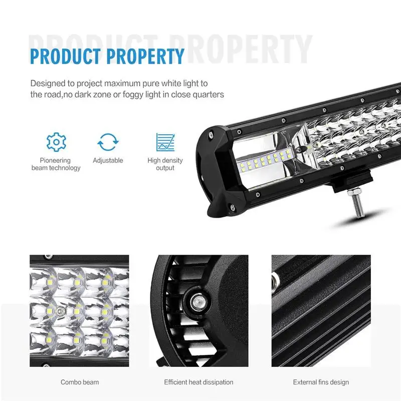 Oslamp 12 "16" 20 "23" 3 рядный светодиодный светильник бар внедорожный комбо луч