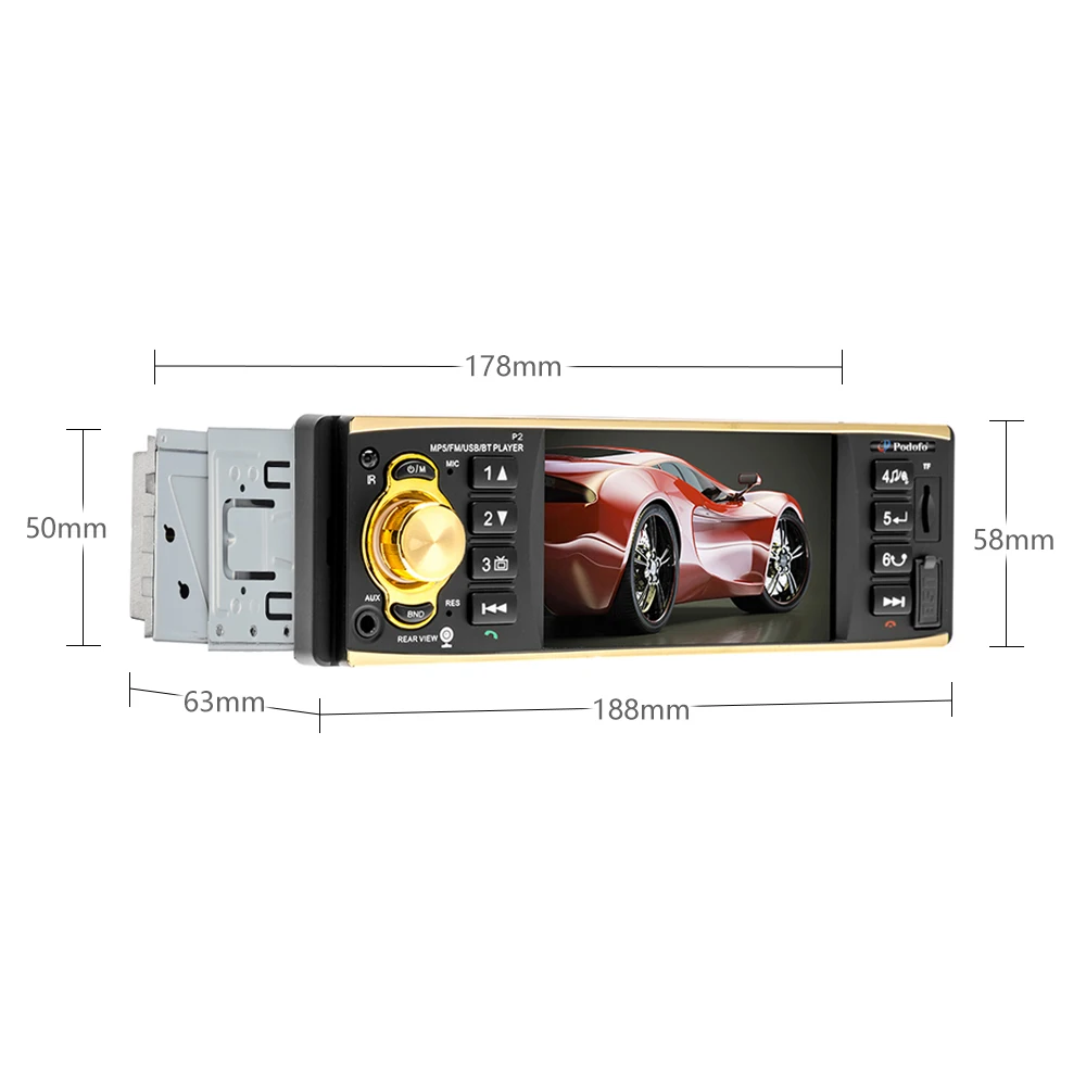 Podofo Универсальный " TFT экран 1 Din Авторадио Видео Стерео MP3 автомобильный аудио плеер с камерой заднего вида пульт дистанционного управления