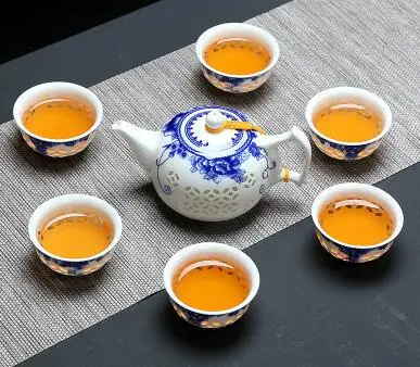 Сине белый изысканный керамический чайник чайная чашка фарфоровый китайский