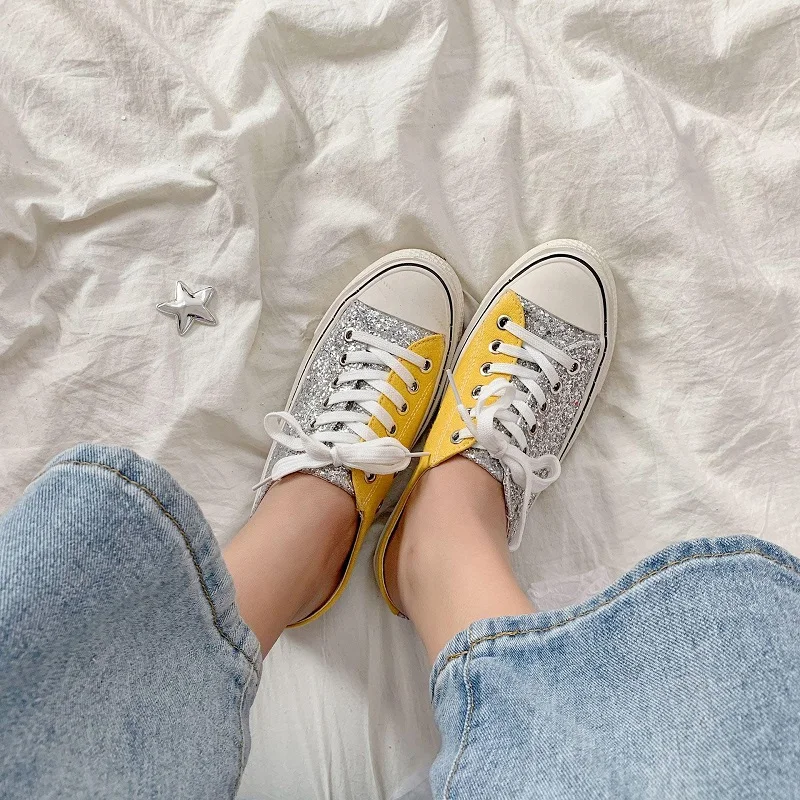 Женская парусиновая обувь Blingback летние блестящие шлепанцы разных цветов 2019|Обувь