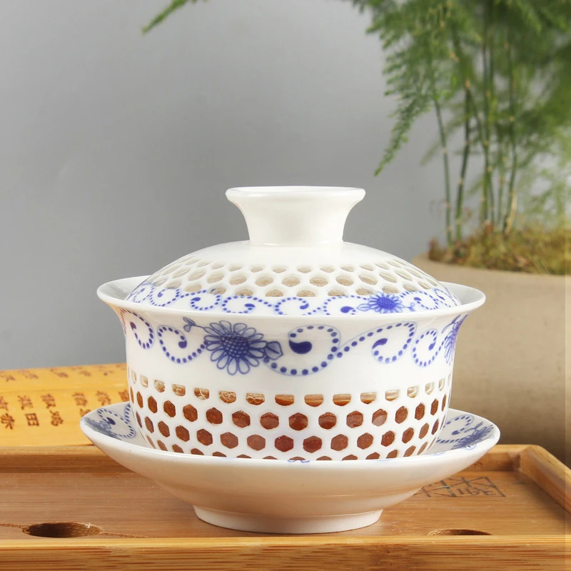 Керамический чайник gaiwan в китайском стиле кунг фу (220 мл) сотовый перфорированный