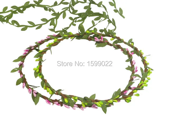 6 шт./лот бохо цветок повязка зеленые листья ротанга Пип ягодный венок Лесной