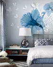 Bacaz современные модные 3D стереоскопические синие цветы Бабочка фото обои гостиная домашний интерьер Декор Настенные обои