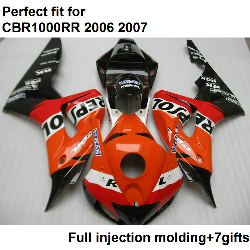 100% подходит для Honda литьевая пресс форма CBR1000RR 2006 2007 красный черный комплект