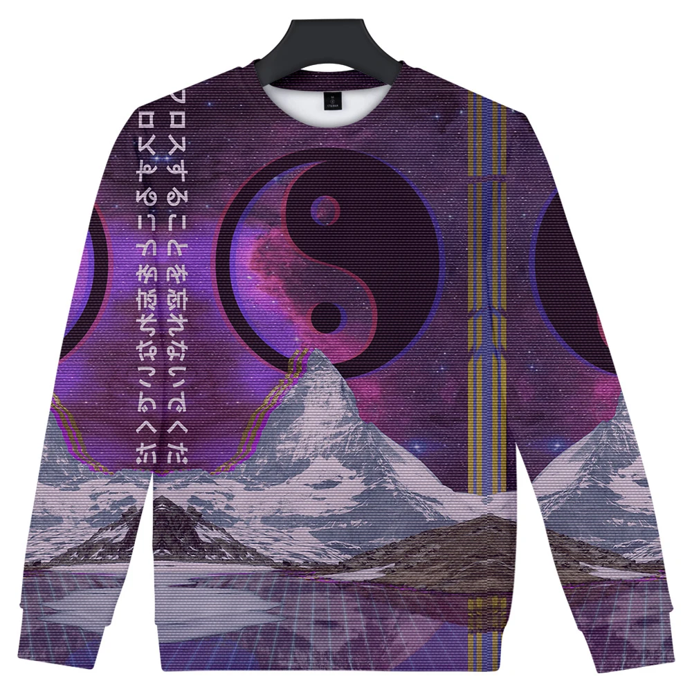 Свитшот с круглым вырезом и длинным рукавом в стиле Харадзюку|Мужские толстовки