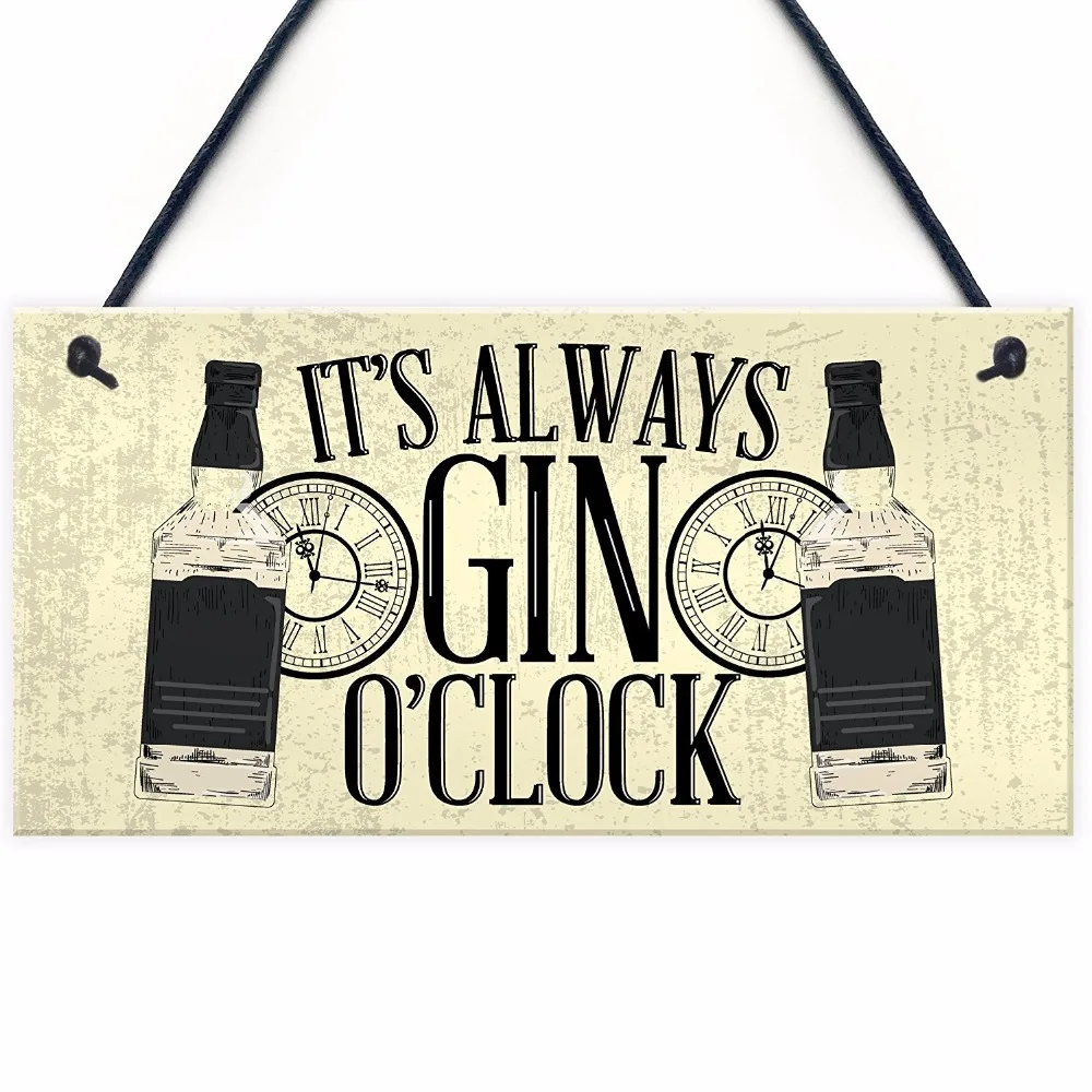 Meijiafei Gin Clock празднование новоселья дня рождения дощечка с надписью спирт сад кухня Gin& тоник знак 1" x 5"