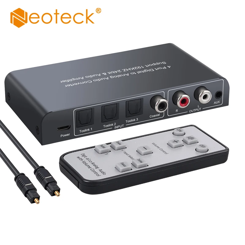 

Коаксиальный переключатель Neoteck 3 Optical SPDIF Toslink, ЦАП цифро-аналоговый аудиоконвертер с ИК-пультом дистанционного управления громкостью