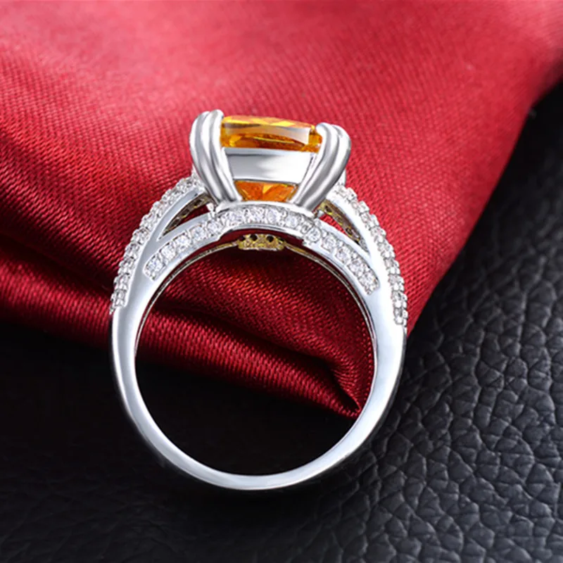 High grade 925 standard sterling silver inlay female yellow zircon sweet romantic engagement ring MSR178 | Украшения и аксессуары