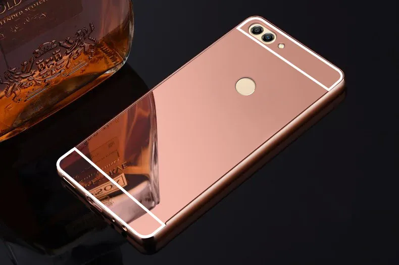 rose gold P умный чехол, роскошный позолоченный Алюминиевый металлический зеркальный корпус для huawei P, умный чехол для телефона, задний Чехол для huawei PSmart, чехол - Цвет: rose gold