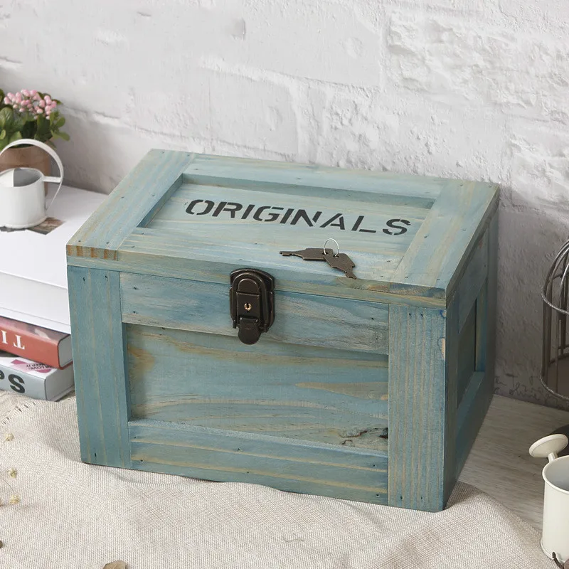 Твердая древесина Дневник Блокнот замок большой ящик для хранения деревянная