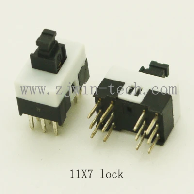 10PCS/Lot 11MM*7MM Self-locking Power Push button switch micro 12pin DIP Latching tact | Обустройство дома