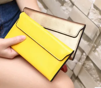 Из натуральной кожи конверт модные женские туфли Леди Длинный кошелек Организатор клатч удобная сумка кошелек мобильный iphonethin Лидер продаж - Цвет: Lemon Yellow