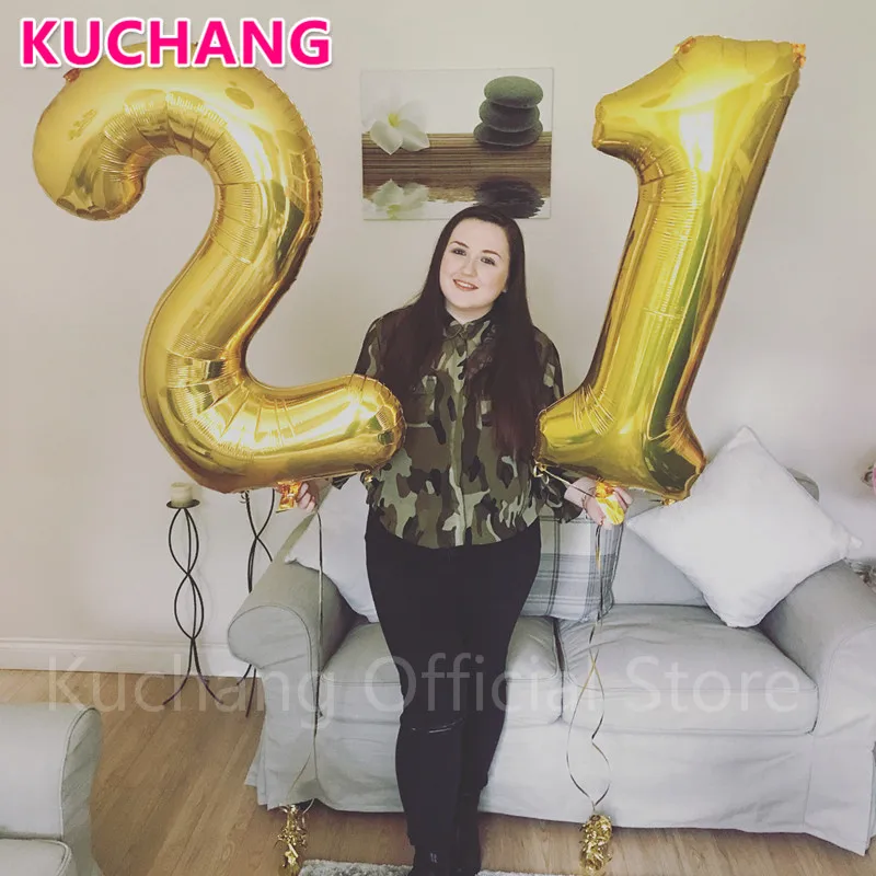 

2pcs/lot 40inch Rose Gold Silver Pink Blue Number 21 Foil Helium Balloons For 21st Birthday Anniversary Party Decorations Globos