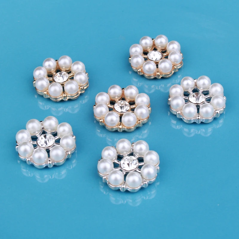 10pcs/lot 21mm Hot Round Flatback Metal Rhinestone Buttons Shiny Pearl Beads Rotating Alloy Decorative Craft Supplies | Дом и сад