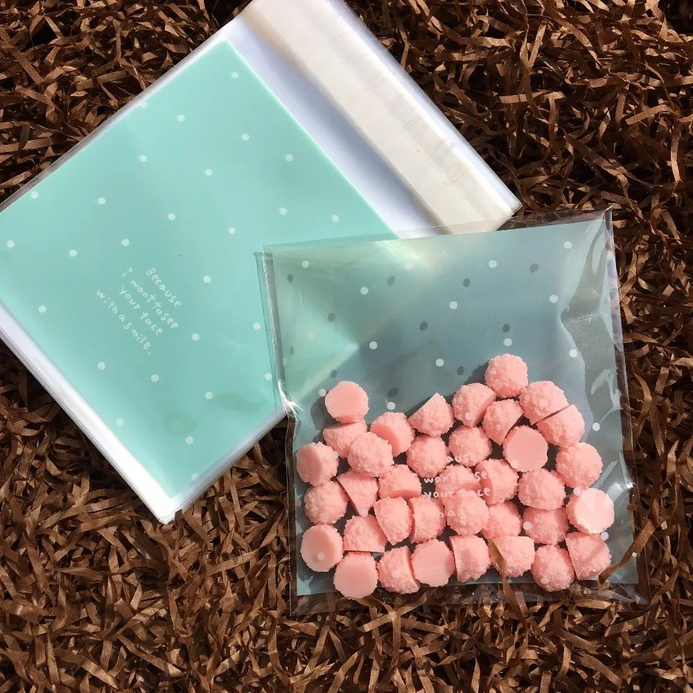 100 шт в горошек синий пластиковый печенья конфеты прозрачные выпечки