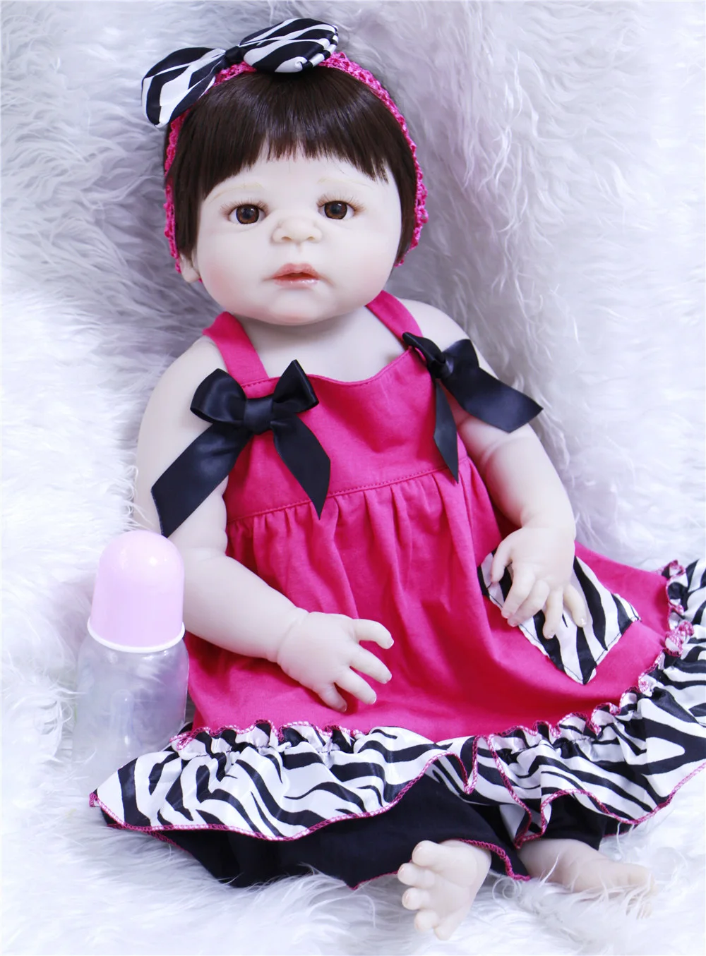 57cm 23inch Reborn FULL Silicone Baby Doll Toy Vinyl realistic white skin cute princess Birthday Xmas Gift Play House Bonecas | Игрушки и