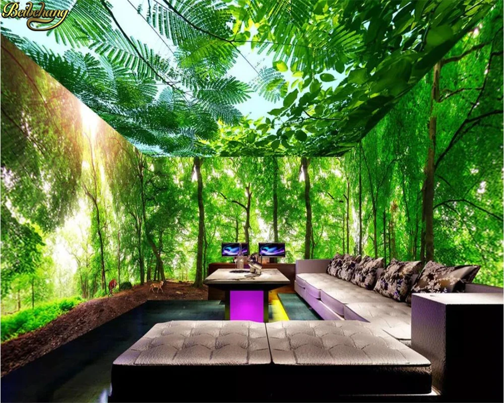

beibehang Custom wallpaper fresh natural forest big tree animal whole house theme background wall papel de parede 3d wallpaper