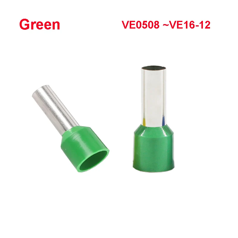 

10~100PCS Tubular Wire Terminal Connector Electrical Cable Wire Ferrules Green Color VE0508 VE0512 VE7508 VE7512 ~ VE1508