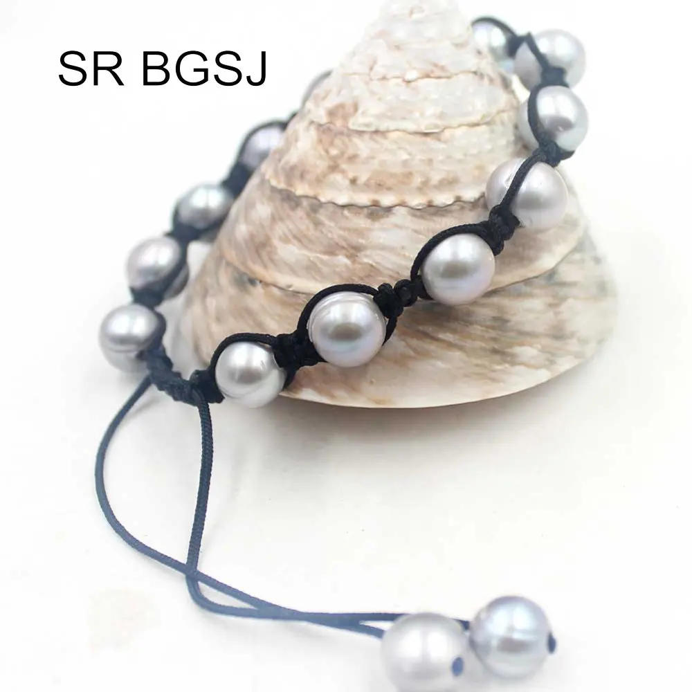 Free Shipping 8-9mm Nearly Round Freshwater Pearl Cord Handmade Knot Girl Adjustable Bracelet 7&quot | Украшения и аксессуары