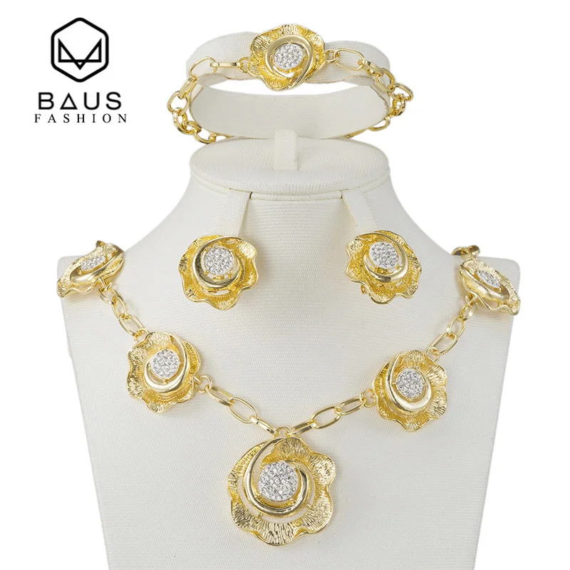 BAUS модный итальянский классический хрустальный цветок серьги подвески браслеты