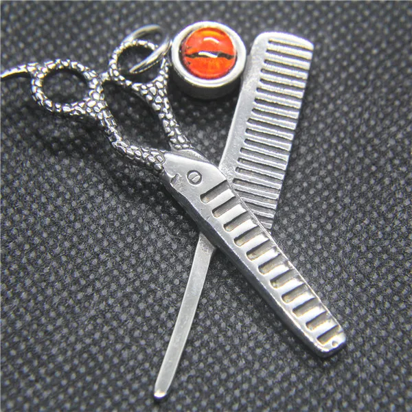 Новые Ножницы гребень человек кулон 316L нержавеющая сталь мода камень