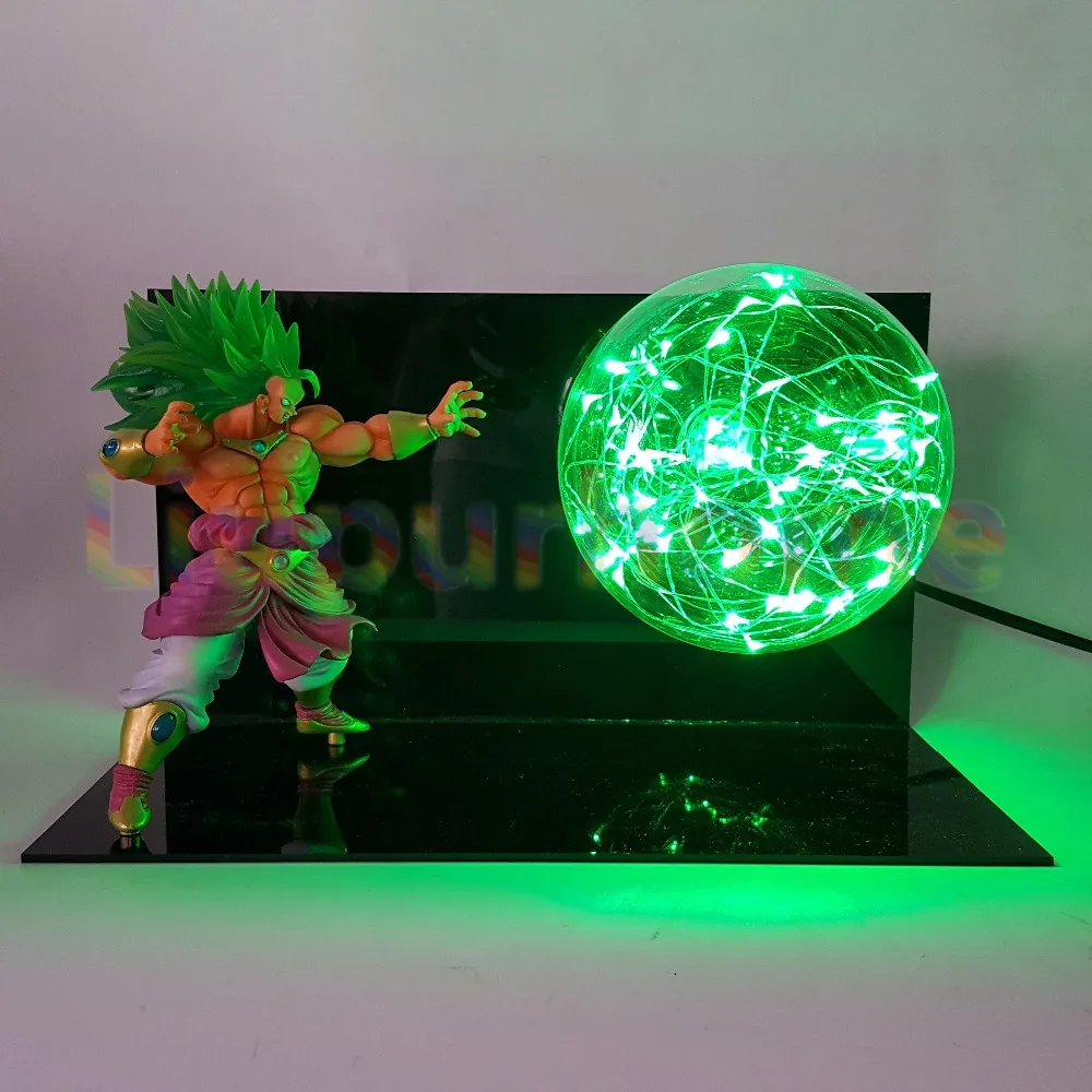 Dragon Ball Z Broly Мощность зеленый светодиодной вспышкой Ночные светильники лампы аниме Dragon Ball супер свет Luces Navidad