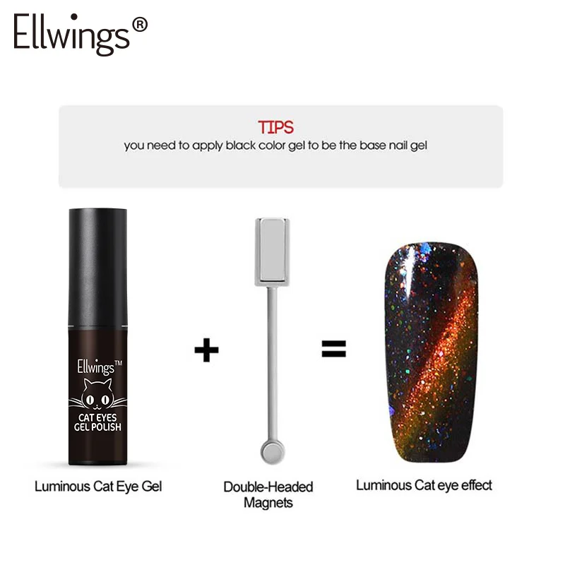 Ellwings Galaxy магнитный гель лак 3D Блеск кошачий глаз светящийся в драке ногтей DIY