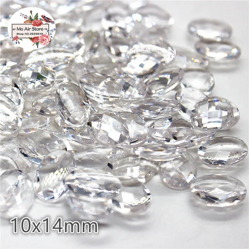 100pcs clear transparent 10x14mm oval acrylic Flat back Cabochon Art Supply Decoration Charm Craft | Дом и сад