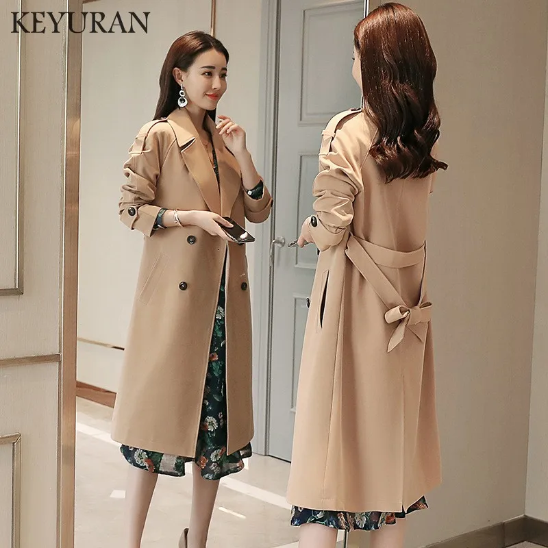 Женский классический двубортный плащ-Тренч водонепроницаемый плащ деловая