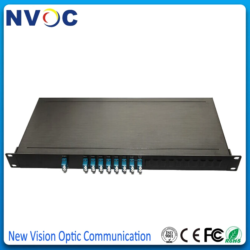 Стойка 1U 19 дюймов 8 + 1CH CWDM Mux Demux Al Rack Dual Fiber SC/UPC 1470nm-1610nm волоконно-оптическая