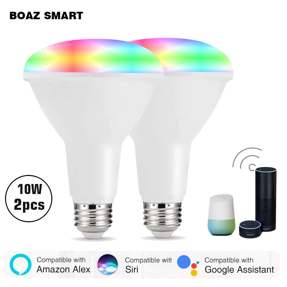 Умный светодиодный лампы Цвет меняющийся светильник Wi-Fi BR30 лампа прожектор