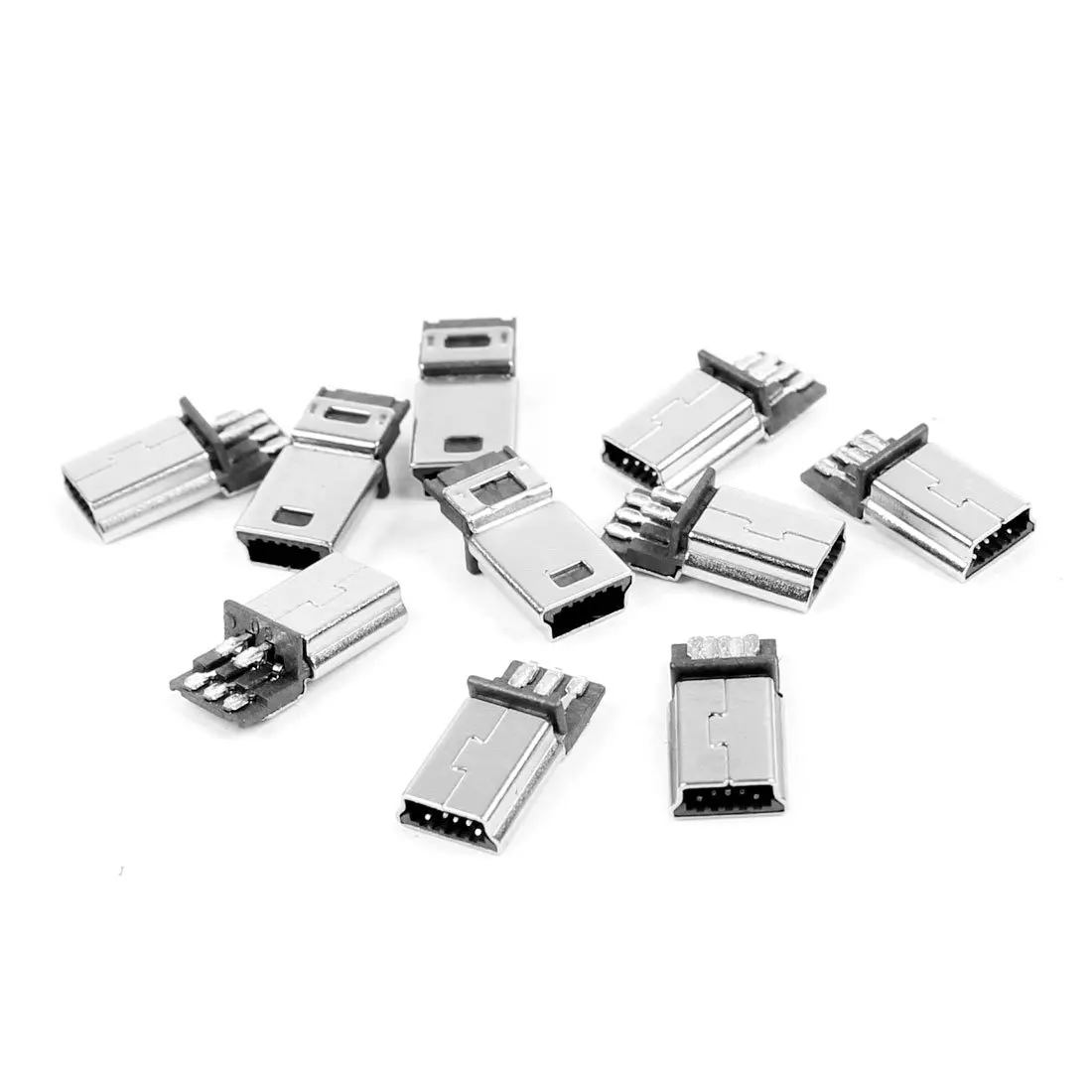 MYLB 10 шт. Mini USB 5-контактный штекер разъем SMT &quotсделай сам&quot Серебряный тон