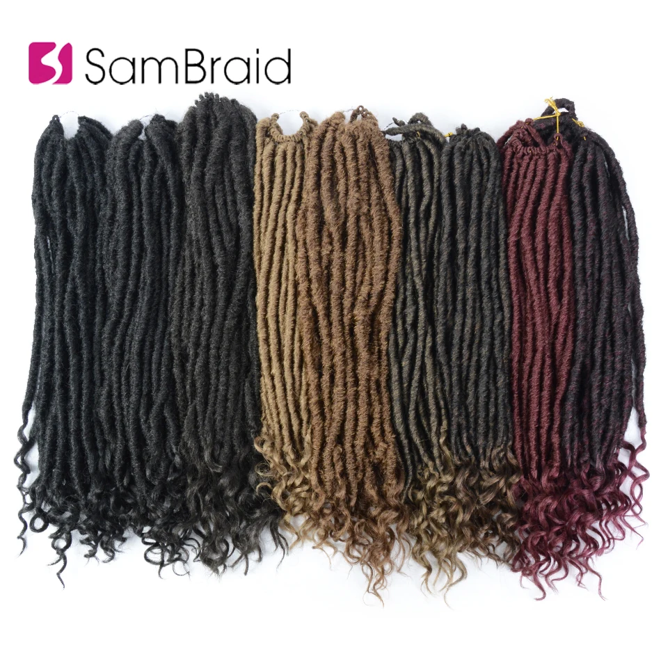 SAMBRAID Goddess Faux locs вьющиеся плетеные пряди синтетические накладные волосы плетение волос мягкие искусственные замки 24 корня/18 дюймов упаковка